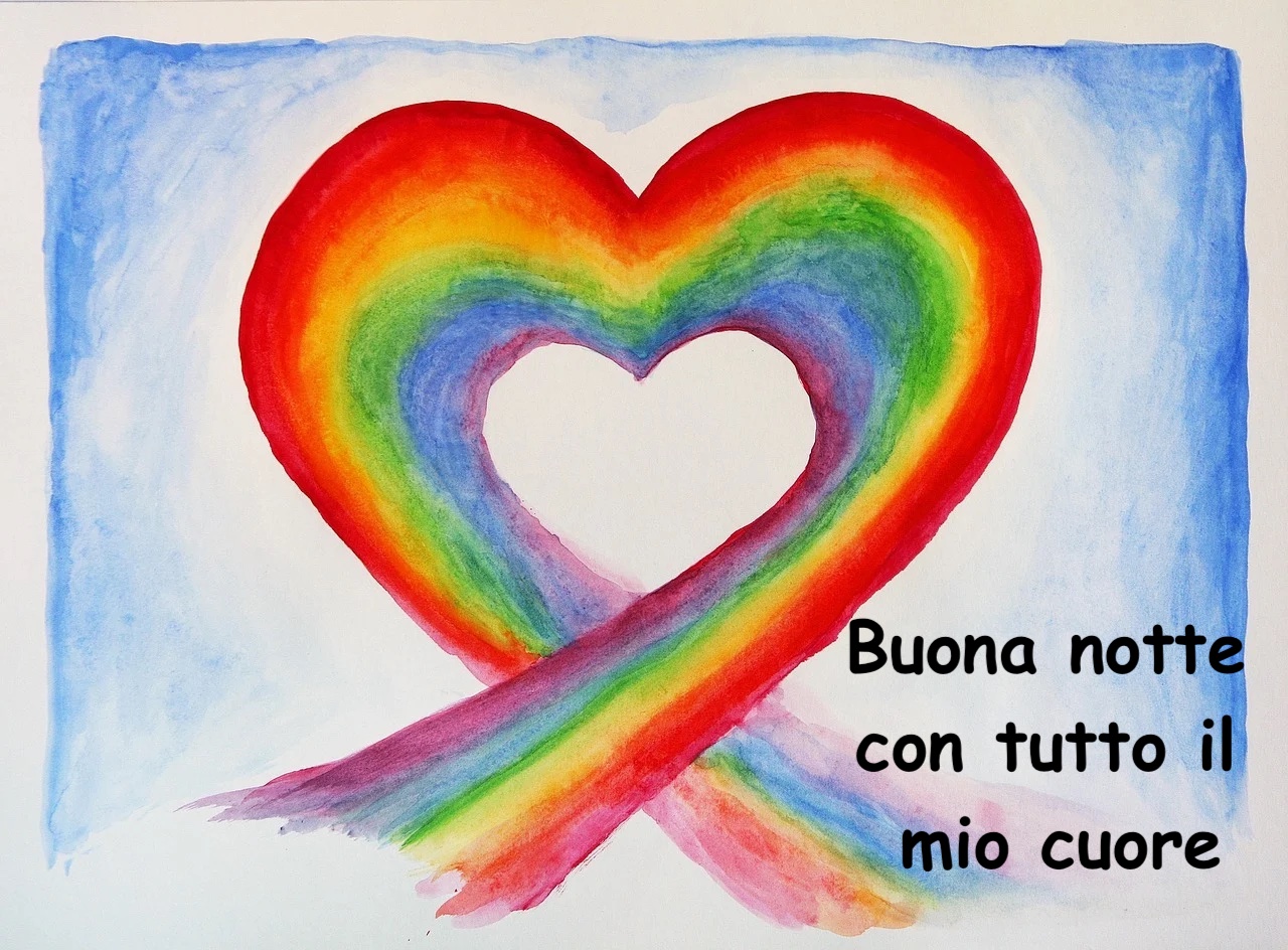  un cuore disegnato su acquerello con i colori dell'arcobaleno'